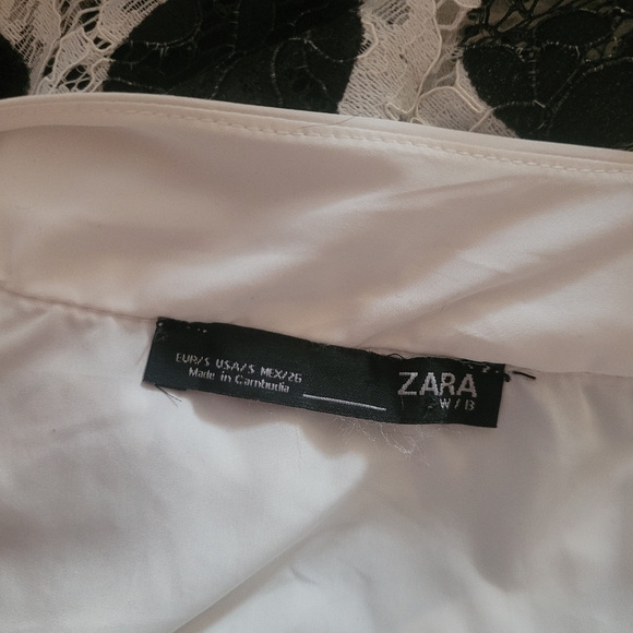 Zara Black and White Lace Polka Dot Shift Dress S - Picture 8 of 8